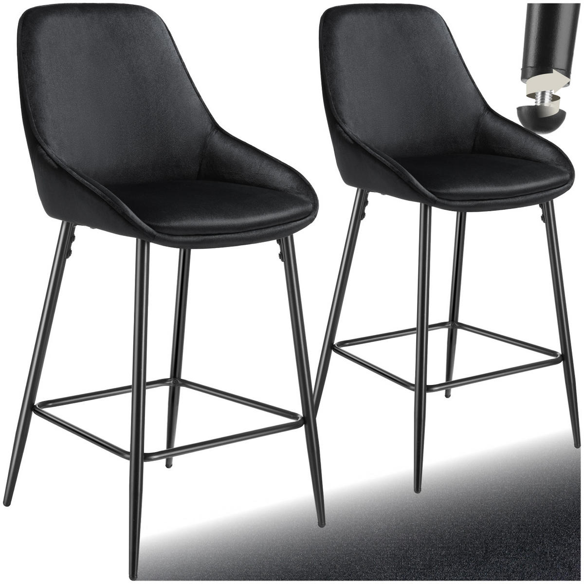 THEKENSTUHL Siera,49 x 54 x 100 cm, Belastbarkeit 120 kg,Samtoptik schwarz/schwarz - Schwarz/Samtahornfarben, Kunststoff (49/100/54cm) - tectake