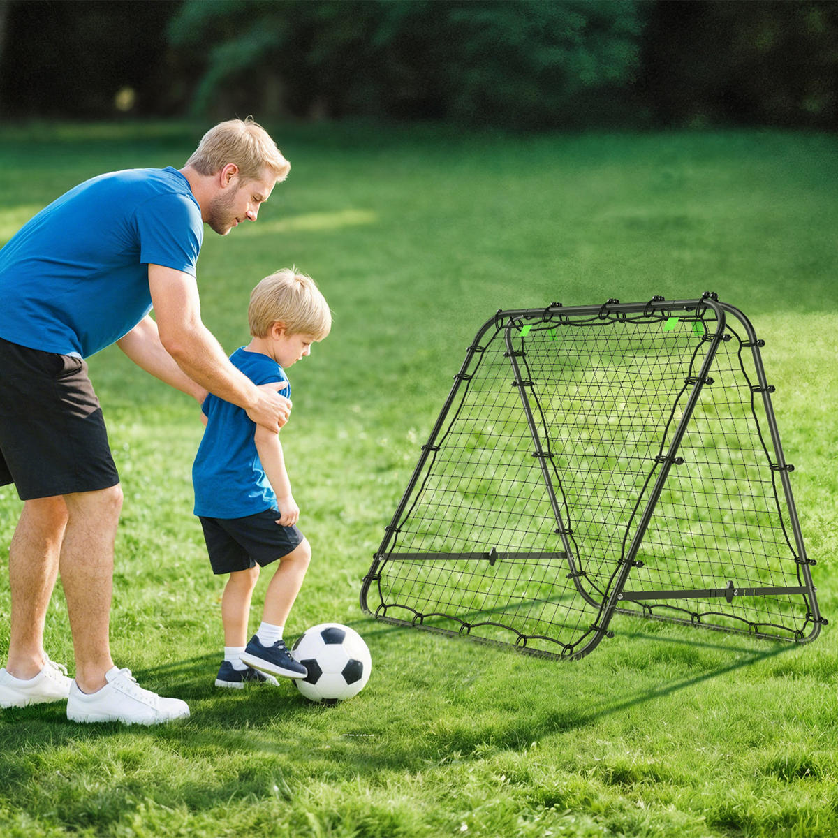 FUSSBALLTOR DE-10447 verstellbar, klappbar, 100x68-95 cm Schwarz - Schwarz, Metall (95/100cm) - ComfortXL