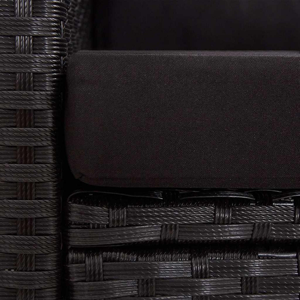 LOUNGESOFA mit Kissen, 2-Sitzer, 124/68/77 cm, aus Poly Rattan, Schwarz - Schwarz, Naturmaterialien/Textil (68/77/124cm) - vidaXL