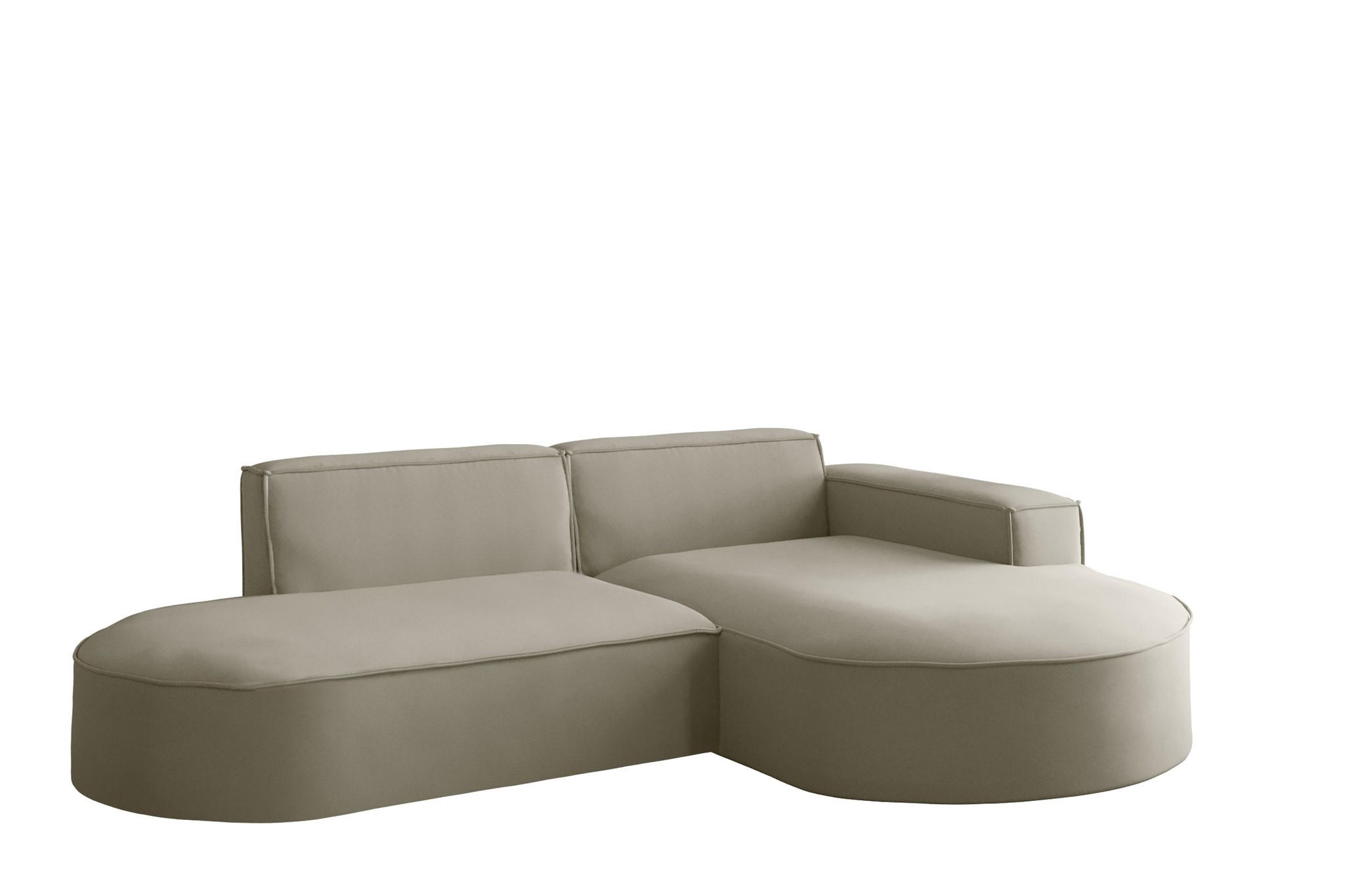 ECKSOFA Palma Xs Ottomane Opera Velvet - Perlmutt, Holzwerkstoff/Textil (236/165cm) - Fun Möbel