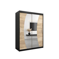 SCHWEBETÜRENSCHRANK 200/150/62 2-türig - Silberfarben/Schwarz, Holz/Kunststoff (150/200/62cm) - Abiks Möbel