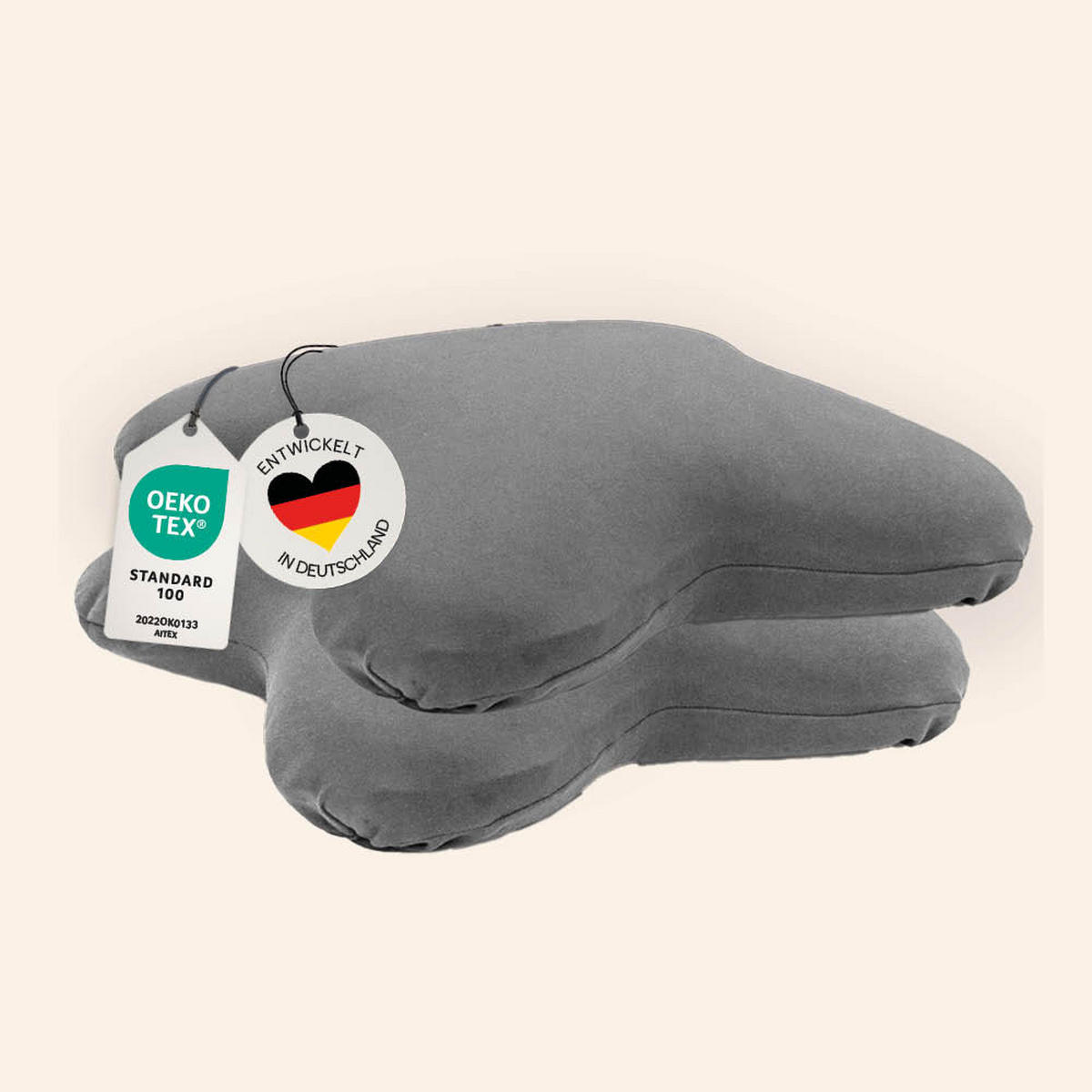 KISSENBEZUG für Schmetterlingskissen, DOPPELPACK Grau 56x48 cm - Grau, Textil (48/56cm) - casimum