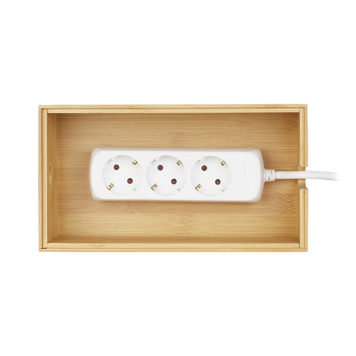 KABELBOX - Hellbraun, Holz (14/25.5/14cm) - Relaxdays