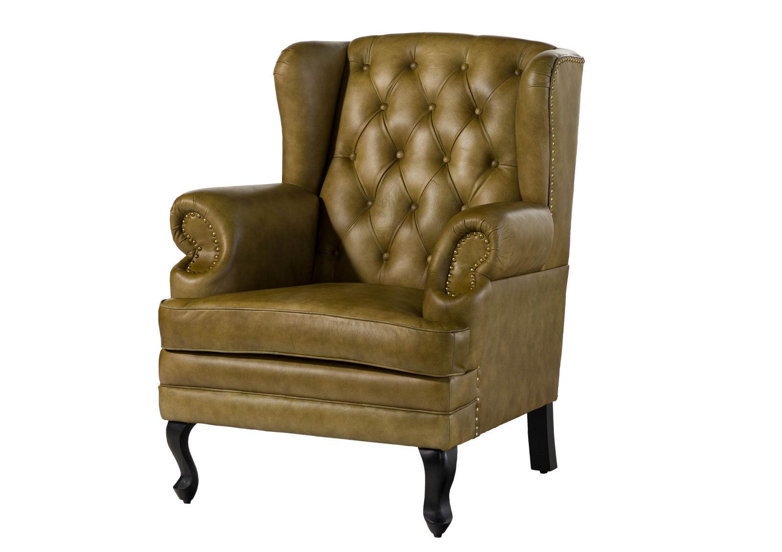 OHRENSESSEL Echtleder 88x81x105 grün CHESTERFIELD #301 - Grün, Leder (88/105/81cm) - Massivmoebel24