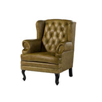 OHRENSESSEL Echtleder 88x81x105 grün CHESTERFIELD #301 - Grün, Leder (88/105/81cm) - Massivmoebel24