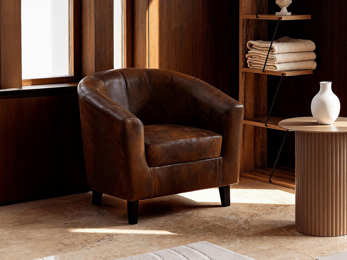 LOUNGE-SESSEL - Microfaser - Braun - CRISTOBAL II - Braun, Textil (78/76/71cm) - Vente-Unique