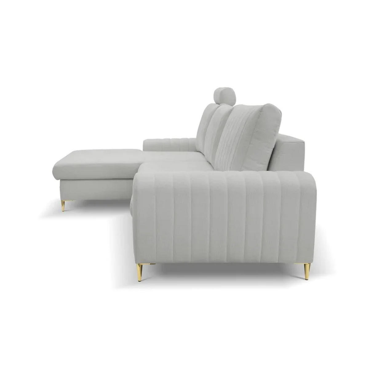 ECKSOFA MANGO, Eckcouch in L-Form mit Schlaffunktion und Bettkasten, Farbe: Grau, Velourstoff, Ottomane Links - Grau, Textil (251/164cm) - Sepro Meble