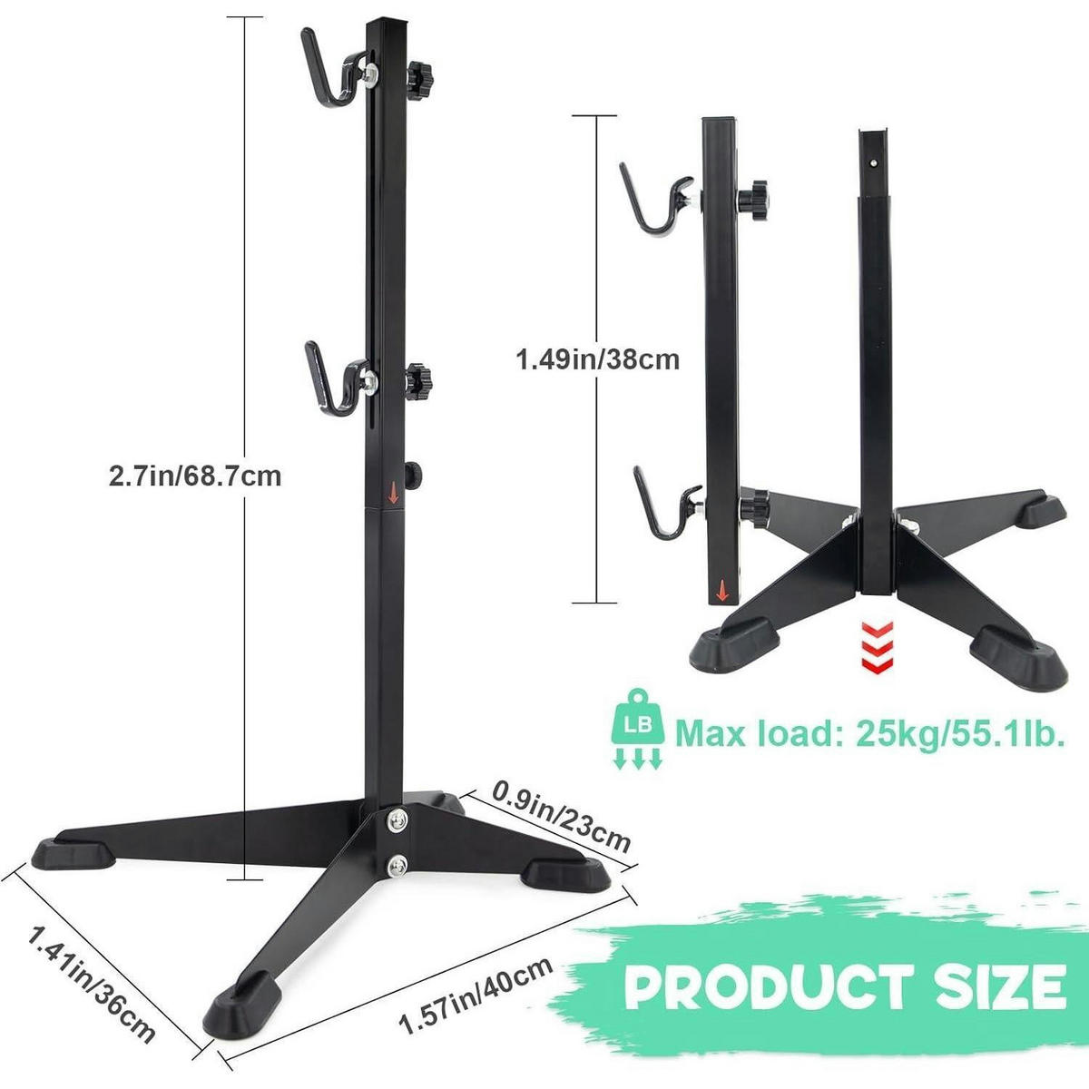 FAHRRADSTÄNDER Reparaturständer höhenverstellbar Schwarz - Schwarz, Metall (36/68.7/40cm)