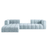 ECKSOFA Modulares In L-Form, Velvet-Stoff Riviera, Babyblau, Links, GRAND 319 cm - Hellblau, Holz (319/175cm) - Kaiser Möbel