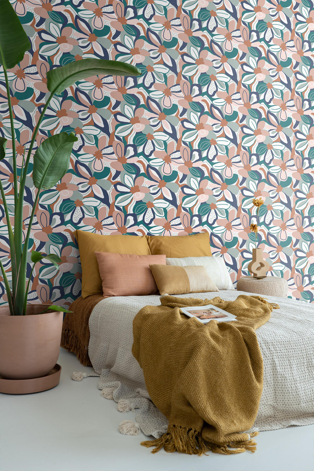 TAPETE Blumenmuster 50 x 900 cm - Pink, Papier (50/900cm) - ESTAhome