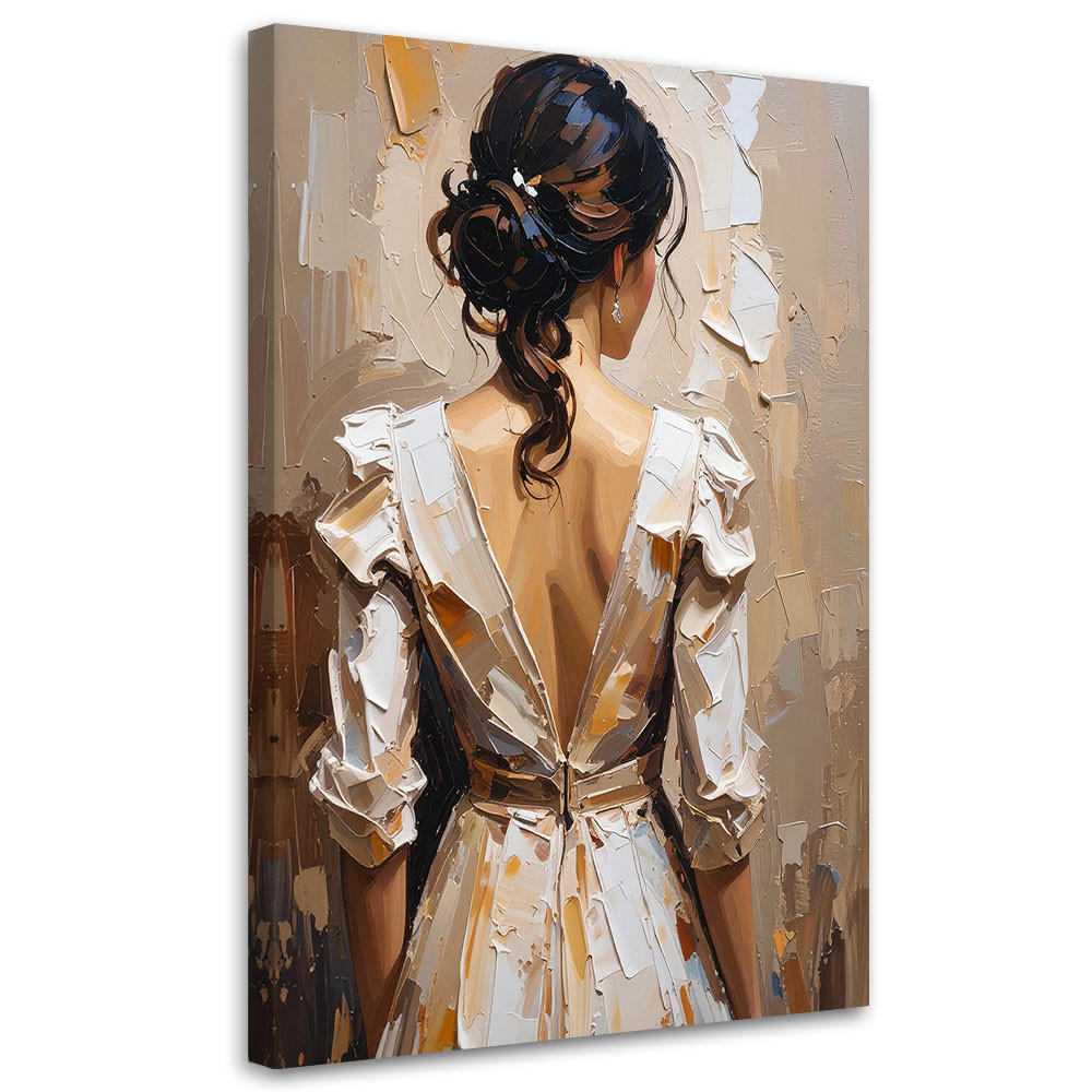 LEINWANDBILD Frau in weißem Kleid Farbeffekt 70x100cm - Beige, Textil (70/100cm) - Feeby
