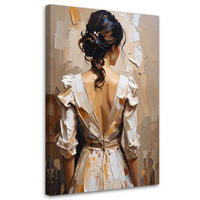 LEINWANDBILD Frau in weißem Kleid Farbeffekt 70x100cm - Beige, Textil (70/100cm) - Feeby