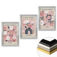 WANDBILDER 3er Set - 20x30 cm Silberner Rahmen - Blumenmotive Tokio London Paris - Silberfarben, Kunststoff (20/30cm) - ArtPrintCave