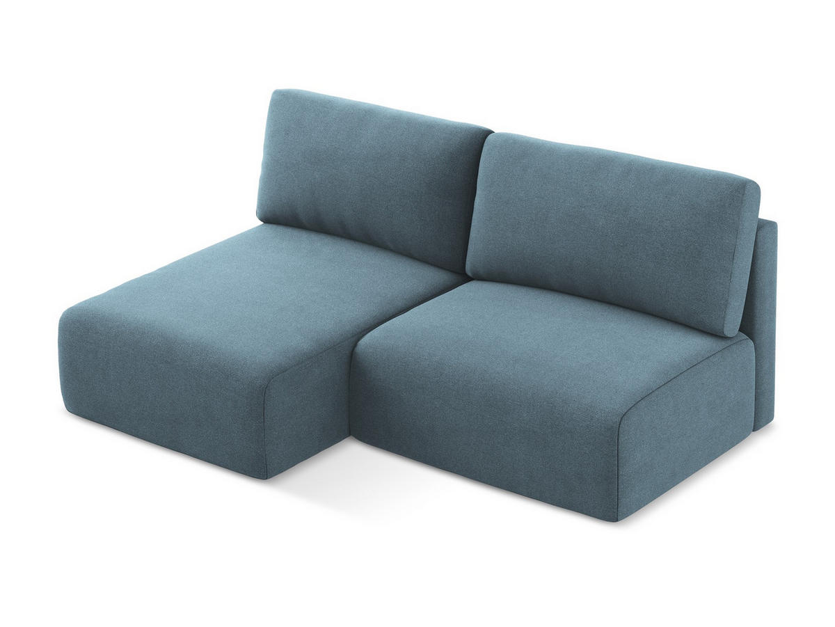 ECKSOFA mit Schlaffunktion links Strukturstoff Stoff Blau - Blau/Schwarz, Kunststoff/Textil (149/210cm) - Makamii