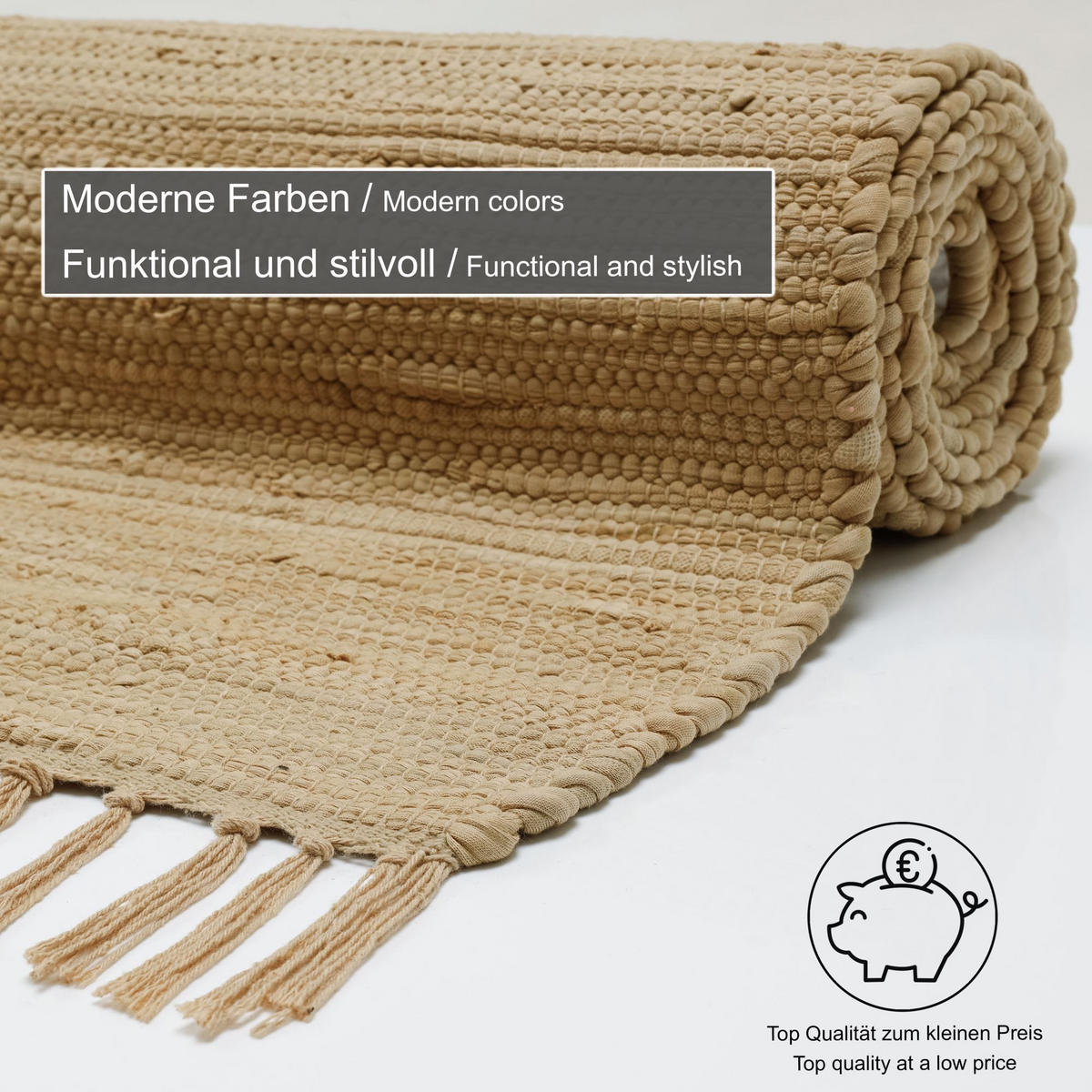 FLECKERLTEPPICH Chindi 70x140 cm - Naturfarben, Textil (70/140cm) - Rug and Roll