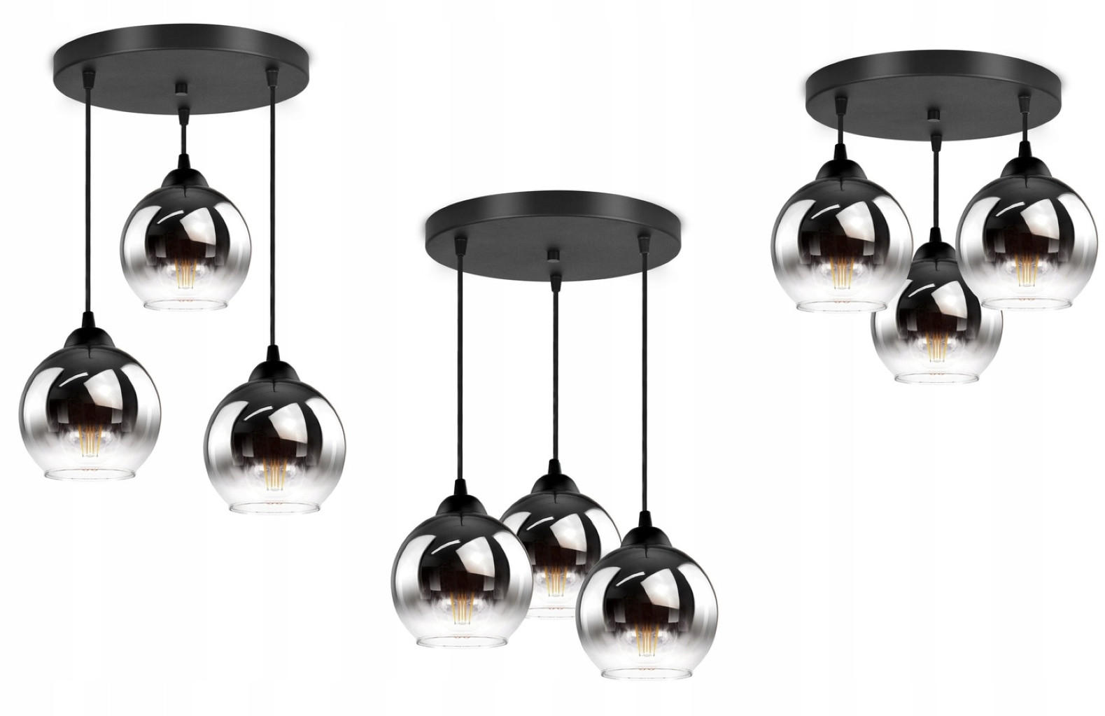 PENDELLEUCHTE MASUR - Transparent/Anthrazit, Glas/Metall (35/35/80cm) - kiki design