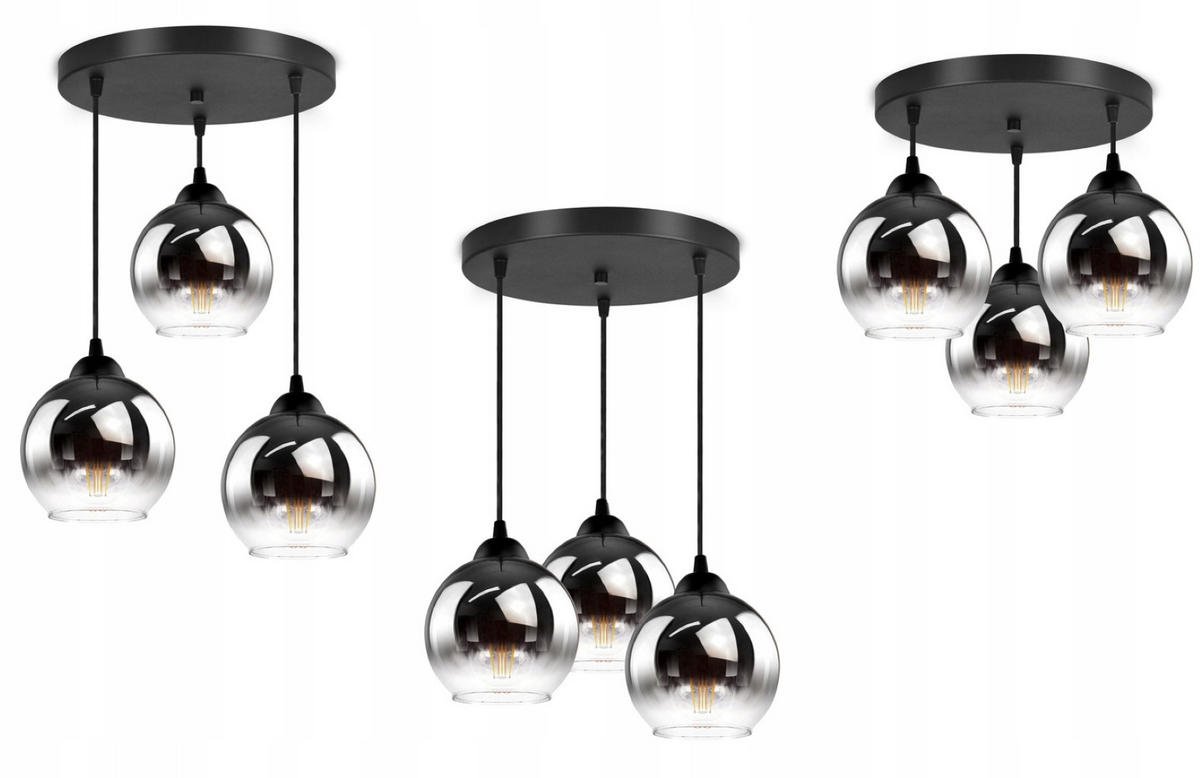 PENDELLEUCHTE MASUR - Transparent/Anthrazit, Glas/Metall (35/35/80cm) - kiki design