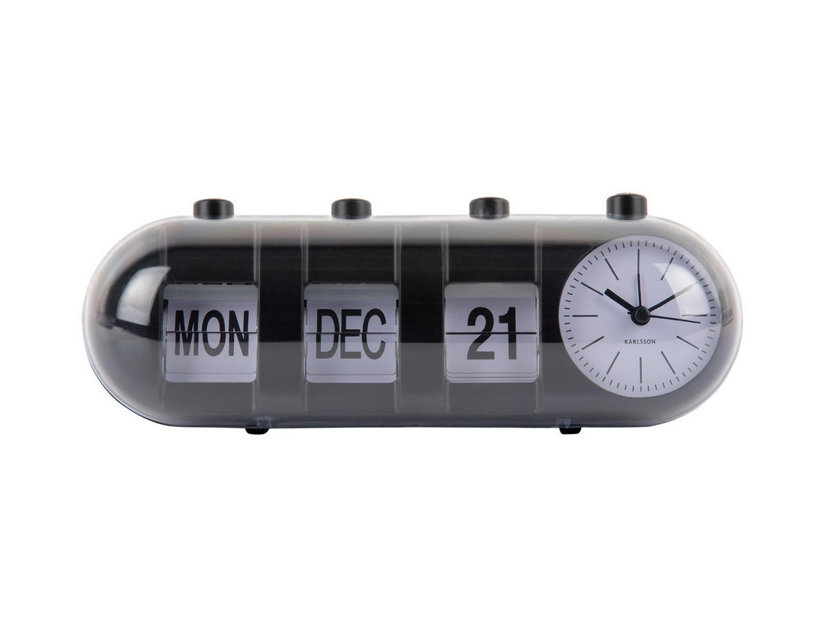 WECKER Retro Tube Calendar Flip 26/9/9.3 cm - Schwarz, Kunststoff (9/9.3/26cm) - Karlsson
