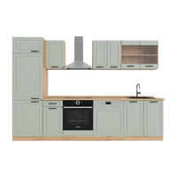 KUCHYŇSKÝ KOUT R-Line, Mint venkovský dům/Zlatý mocný dub, 300 cm pracovná doska Dub Goldkraft - medově dubová/zelená barva, kompozitní dřevo (300/206.8/60cm) - Vicco