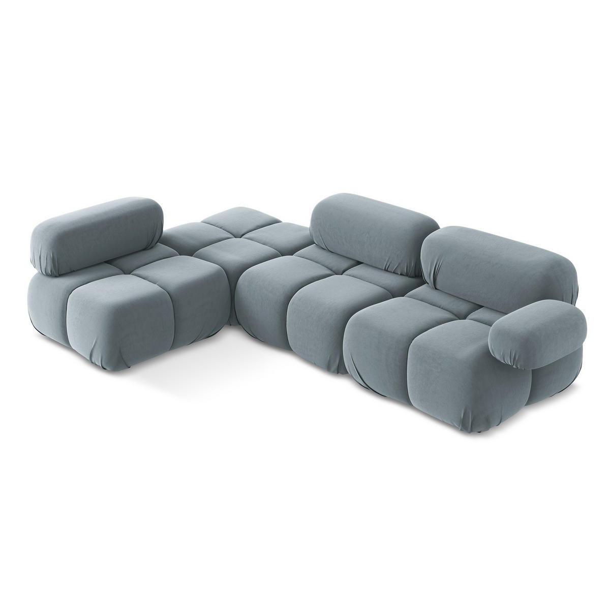ECKSOFA Links Samt Stoff Blau - Blau/Schwarz, Kunststoff/Textil (190/285cm) - LaMiaSofa