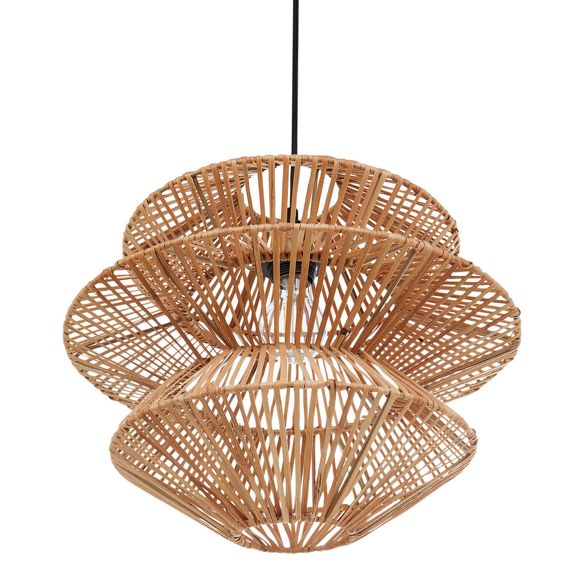 HÄNGELEUCHTE Naturfarben Anduki - Schwarz/Naturfarben, Kunststoff (40/40/133cm) - Beliani