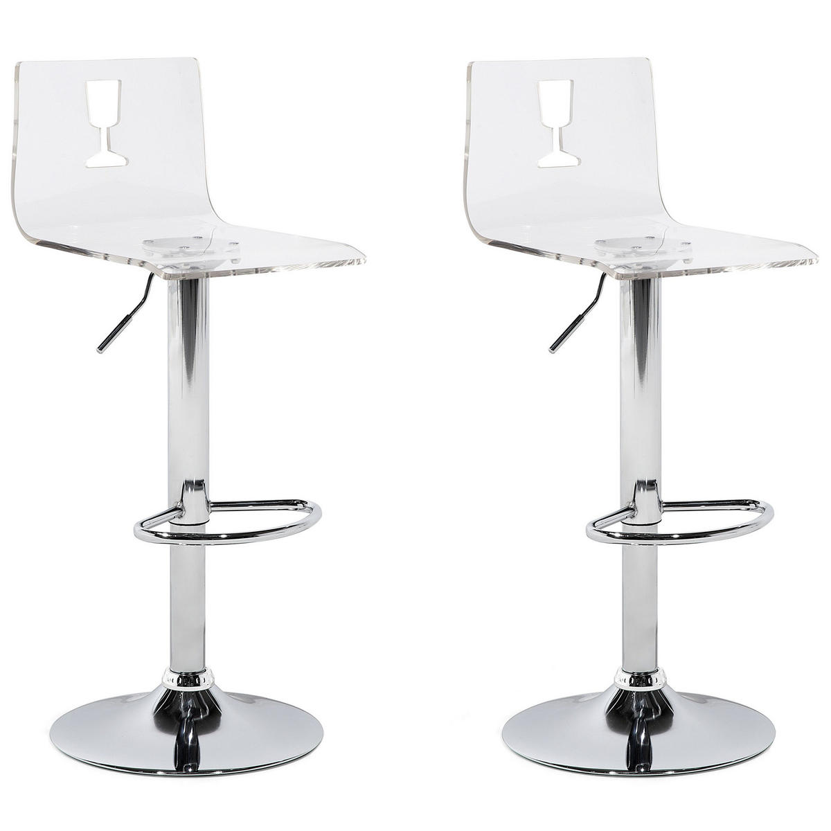 BARHOCKER 2er-Set Kunststoff Weiß Busan - Transparent, Kunststoff/Metall (38/102/38cm) - Beliani