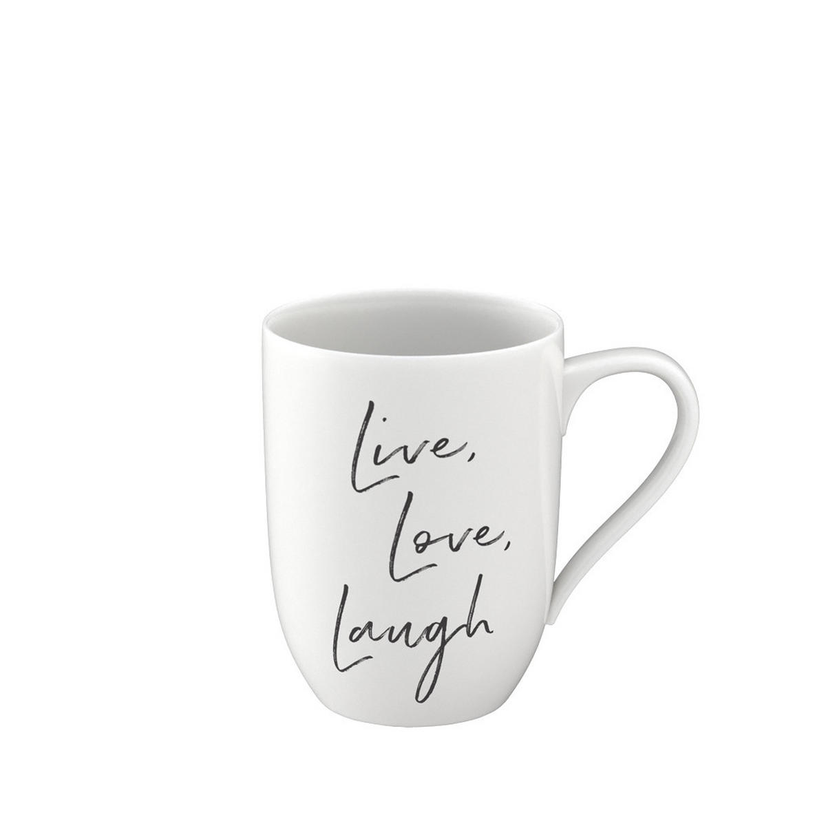 BECHER MIT HENKEL 'LIVE LOVE LAUGH' Statement weiß 290 ml - Weiß, Keramik (0.29L) - Villeroy & Boch