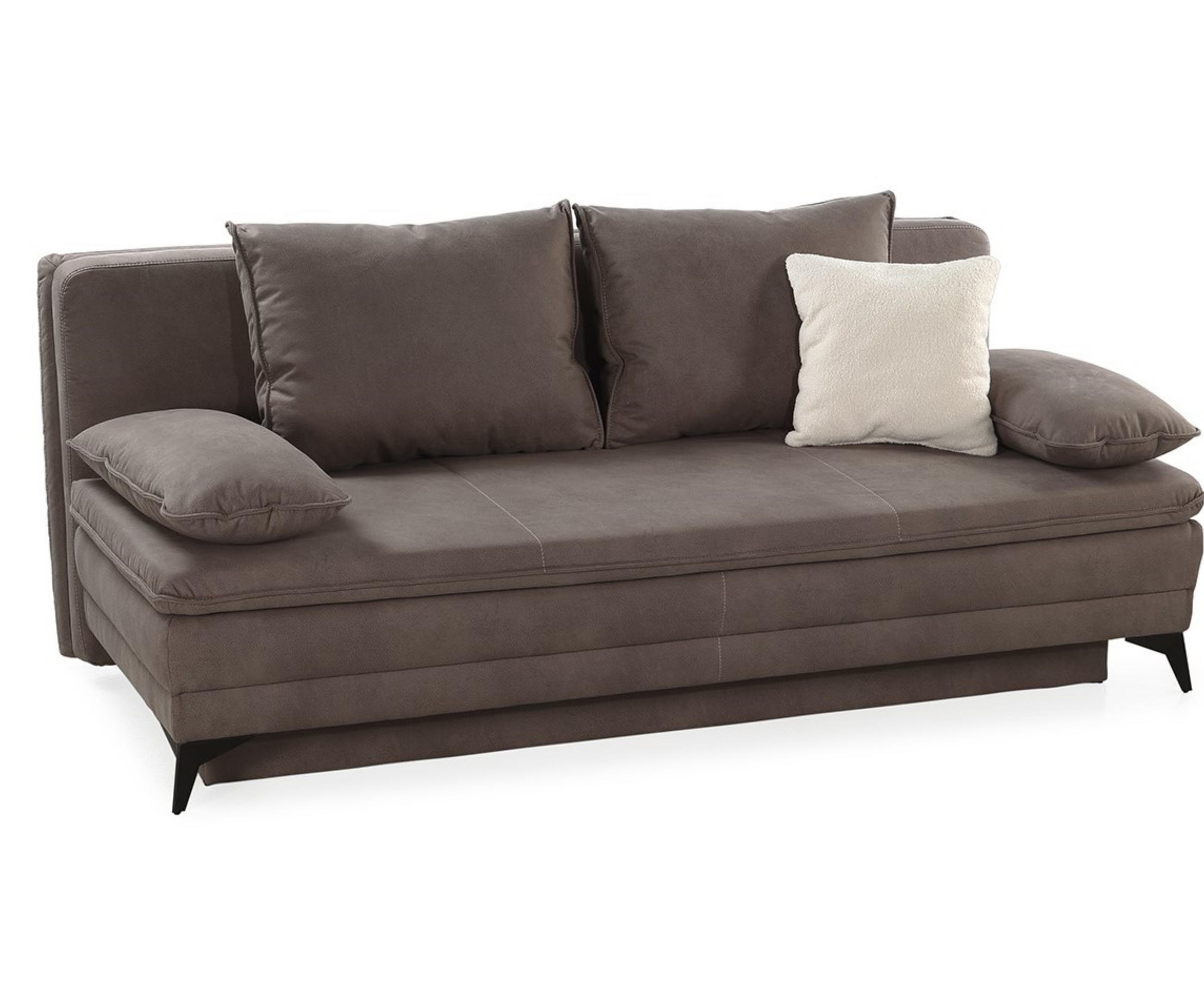 DAUER-SCHLAFSOFA Wellenunterfederung integr.Topper Bettkasten B202/T105/H90 cm, Liegefläche 158x199 cm, Mikrofaser Braun / 15158 - Schwarz/Braun, Textil/Metall (202/90/105cm) - luma-home