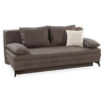 DAUER-SCHLAFSOFA Wellenunterfederung integr.Topper Bettkasten B202/T105/H90 cm, Liegefläche 158x199 cm, Mikrofaser Braun / 15158 - Schwarz/Braun, Textil/Metall (202/90/105cm) - luma-home