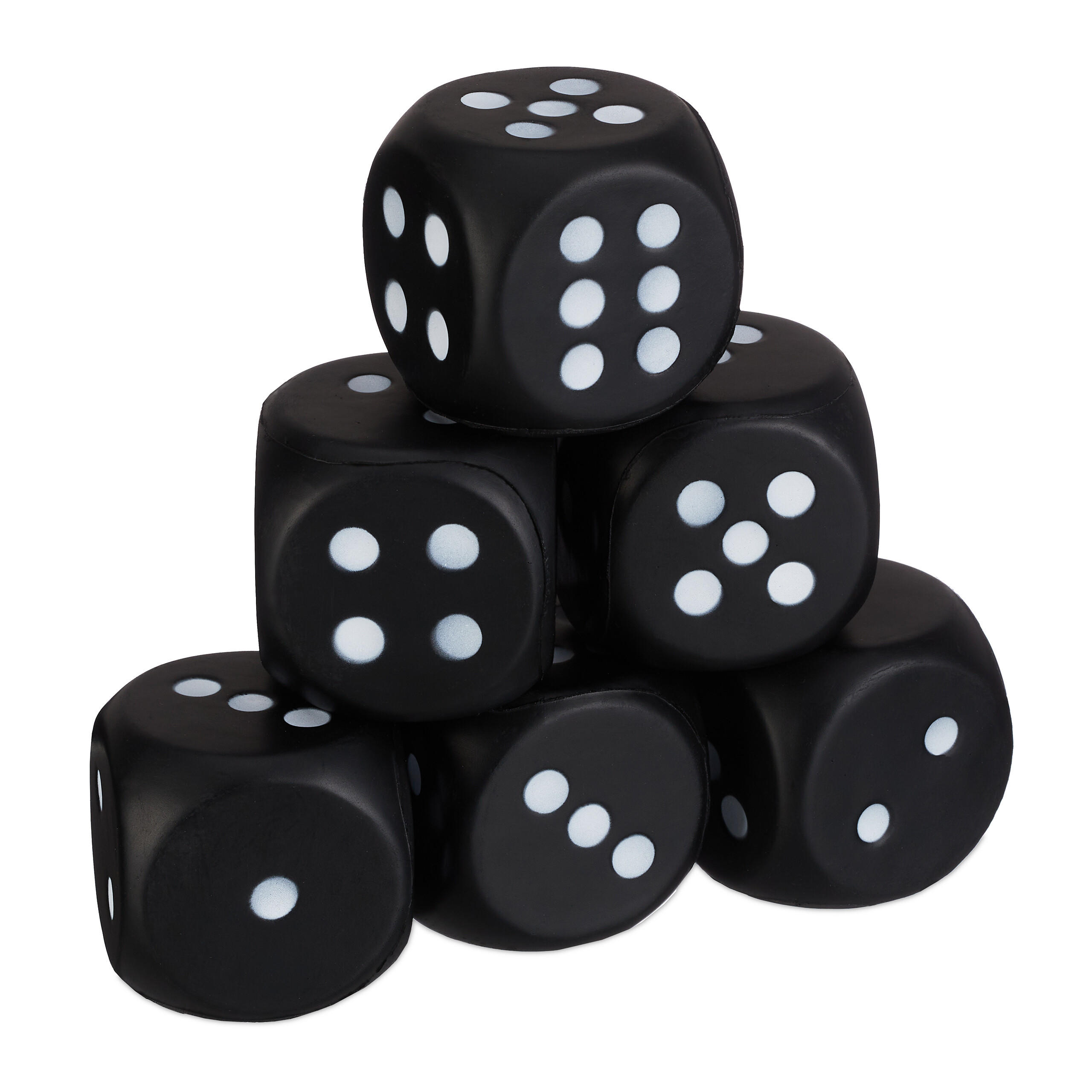 6xSCHAUMSTOFFWÜRFEL - Schwarz, Kunststoff (7.5/7.5cm) - Relaxdays