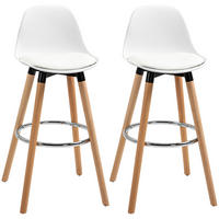 BARHOCKER 2er-Set mit Rückenlehne, Fußstütze und gepolsterter Sitzfläche Weiß - Weiß, Kunststoff (42.5/91/38.5cm) - MIVRAY