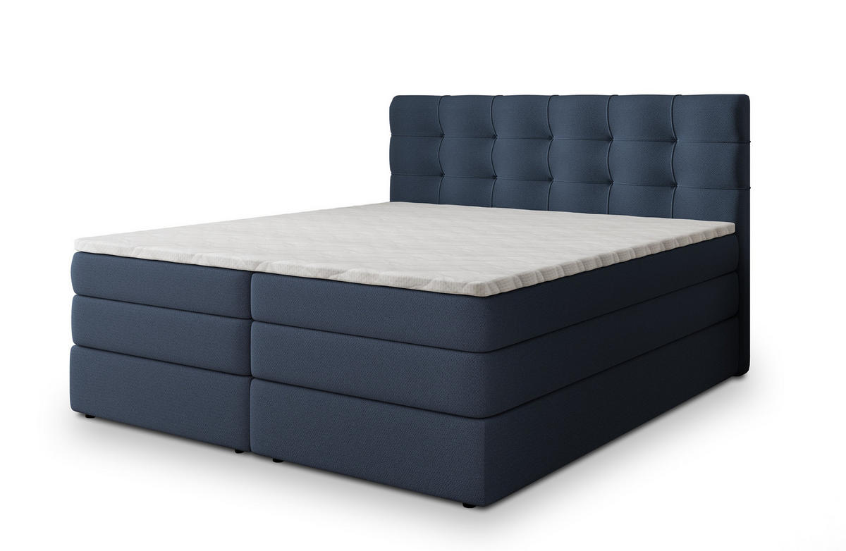 POSTEL BOXSPRING AREZI 140x200 cm, s matrací a úložným prostorem, modrá - modrá, kompozitní dřevo/textil (140/200cm) - MASSENO