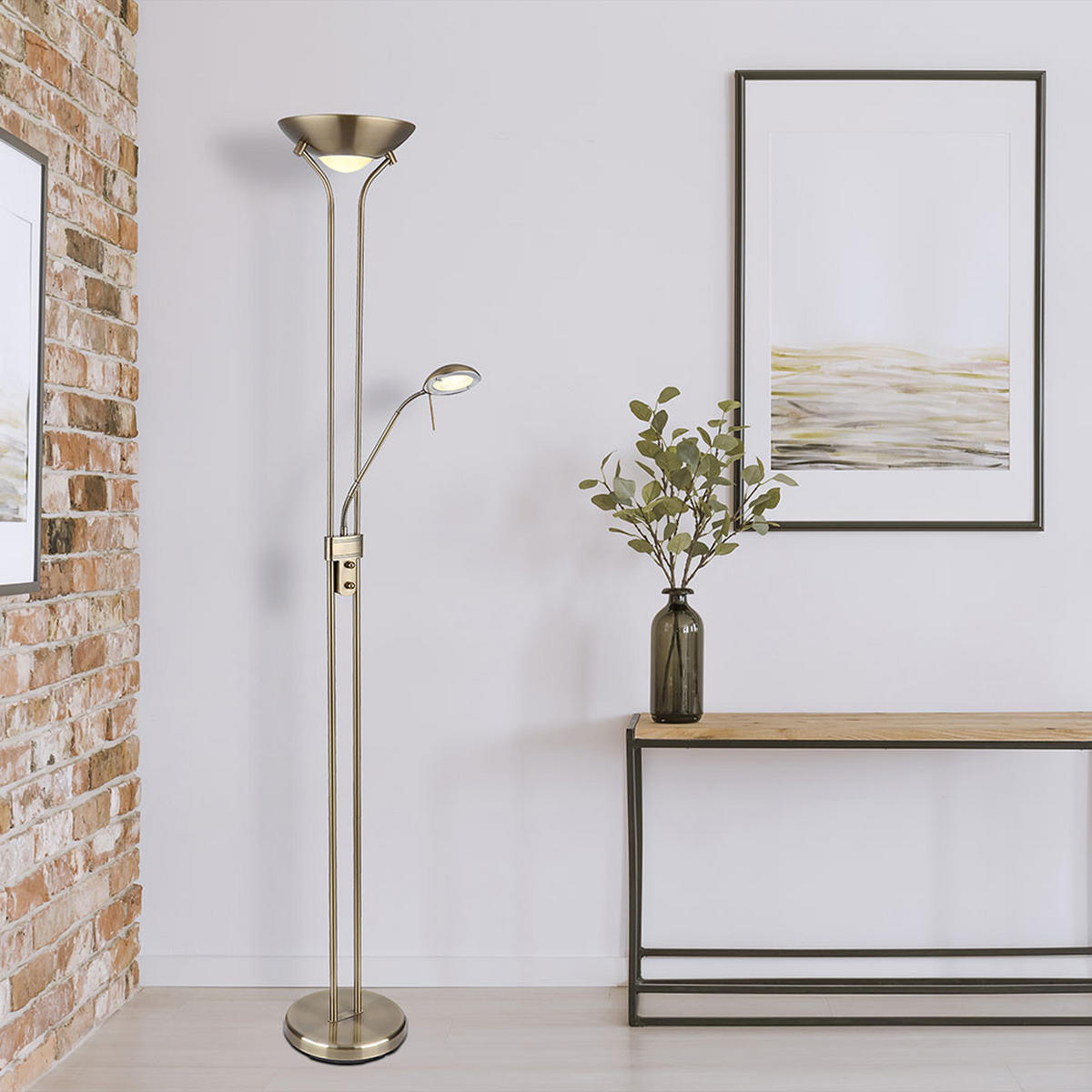 LED STEHLEUCHTE Metall Messing - Messingfarben, Glas (25.5/25.5/180cm) - Globo Lighting