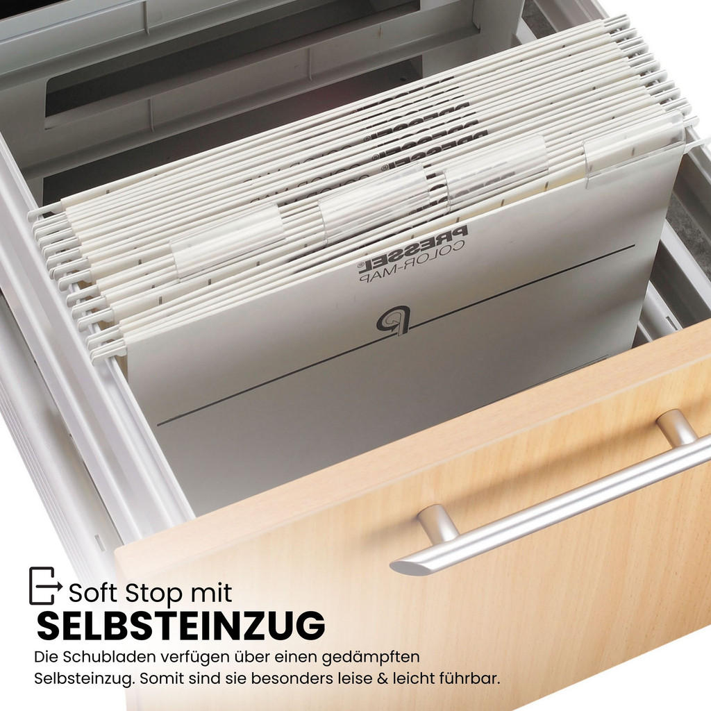 Thumbnail - bümö Standcontainer, Weiß, Holzwerkstoff, Nachbildung, 4 Schubladen, 42.8x72x80 cm, FSC Mix, Arbeitszimmer, Container