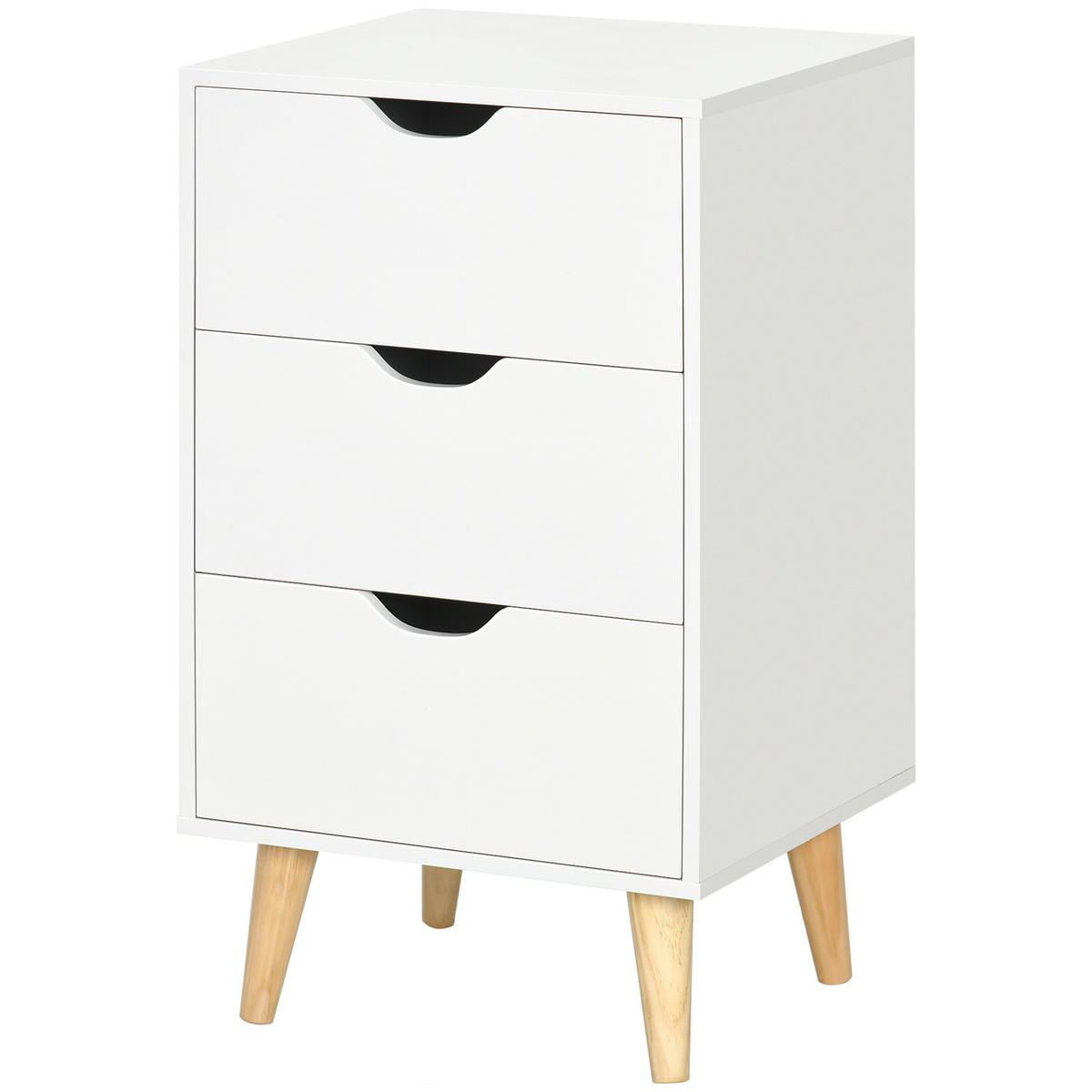 NACHTSCHRANK DE-12796 3 Schubladen, skandinavisch Weiß - Weiß, Holzwerkstoff (35/68.5/40cm) - ComfortXL