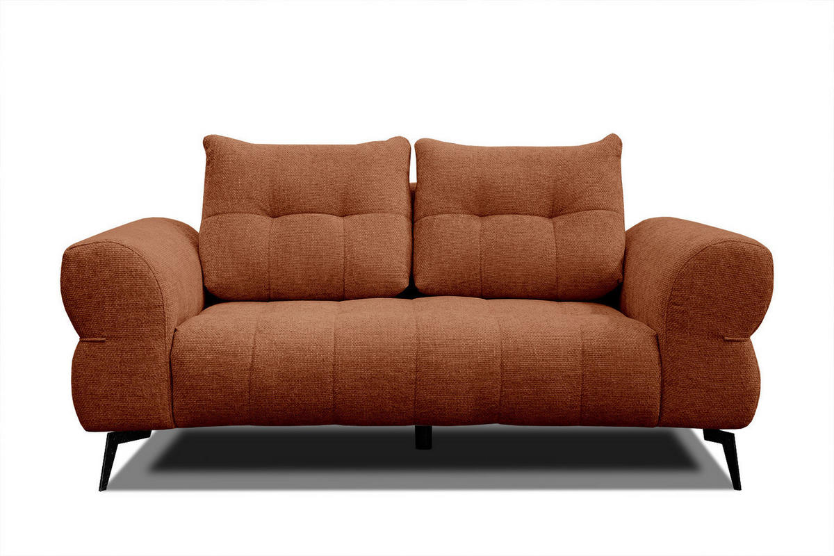 SOFA SALVINI 2-Sitzer, dunkelorange - Dunkelorange/Schwarz, Holzwerkstoff/Textil (176/88/99cm) - Courtois Laville