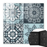 SCHLÜSSELBOX Schwarz 30x30 cm- Türöffnung nach rechts - Geometrische Muster - Blau, Metall (30/30/5cm) - TULUP