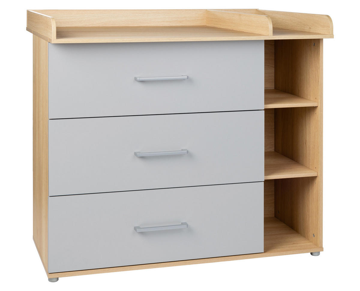 BABYZIMMER SET Elina 3-tlg. - Eichefarben/Silberfarben, Holzwerkstoff/Kunststoff (1/1/1cm) - arthur berndt