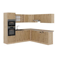EINBAUKÜCHE R-Line Artisan-Eiche/Goldkraft Eiche 237 x 247 cm ohne AP - Eiche Wotan/Eiche Artisan, Holzwerkstoff (247/81.6/46cm) - Vicco
