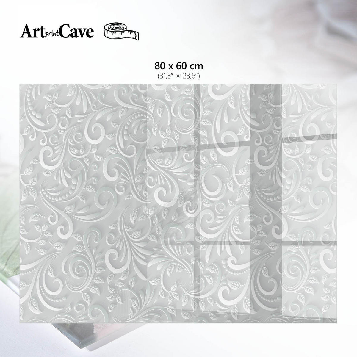 GLASPLATTE 80x60 cm – Blumenmotiv - Grau, Glas (0.4/80/60cm) - ArtPrintCave