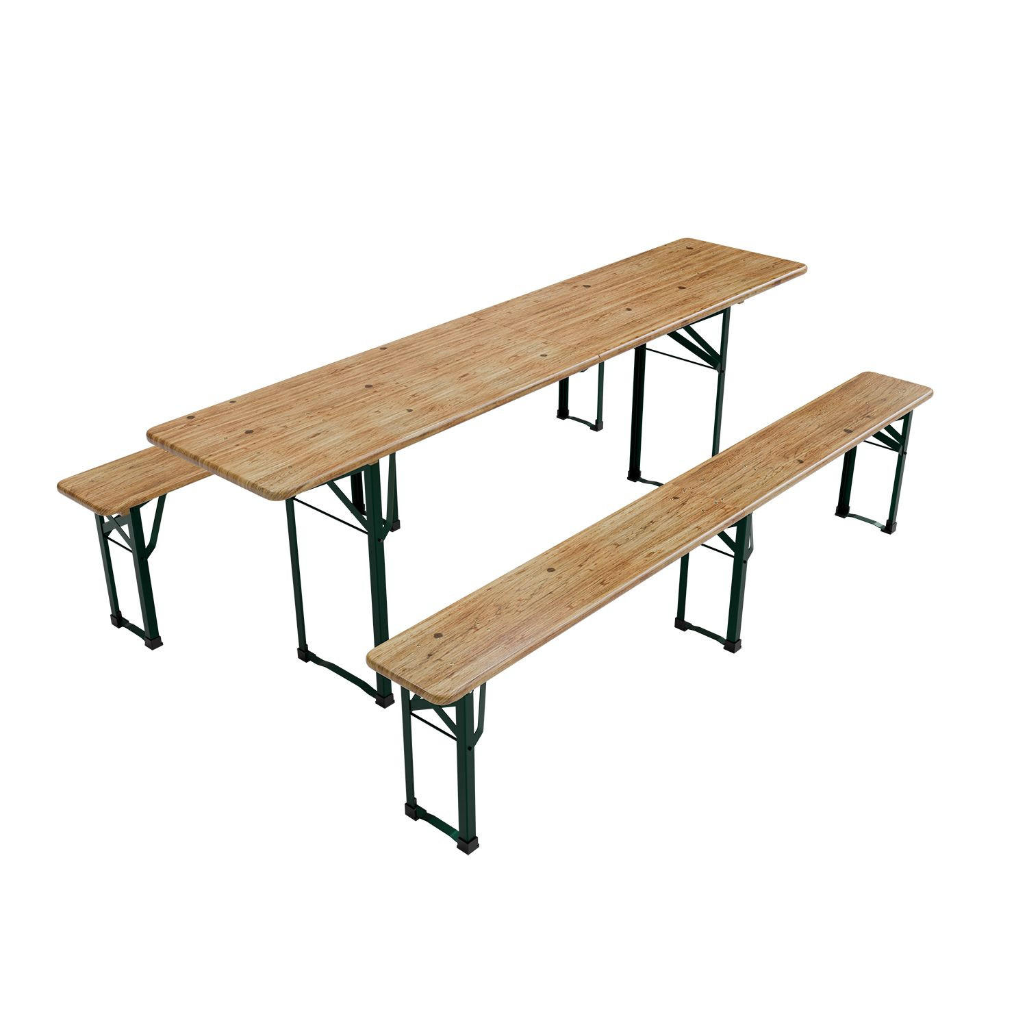 BIERZELTGARNITUR Passau 3-tlg. - Braun, Holz/Metall - Juskys