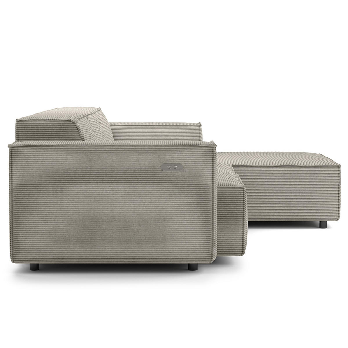 ECKSOFA mit Longchair - Graubraun/Schwarz, Kunststoff/Textil (260/177cm) - home24