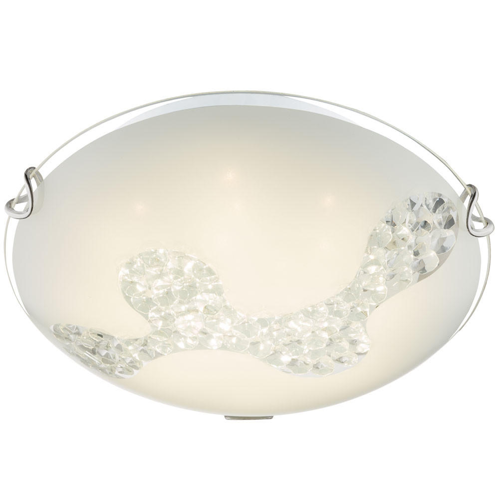 LED DECKENLEUCHTE DERK Weiß Glas satiniert - Weiß, Glas (25/25/9.5cm) - Globo Lighting