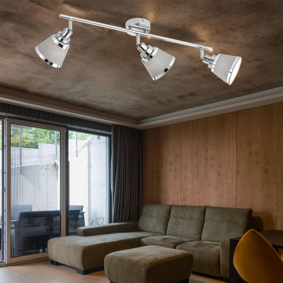 LED DECKENLEUCHTE Chrom Grau Textil - Grau, Textil (63/11.3/21.5cm)