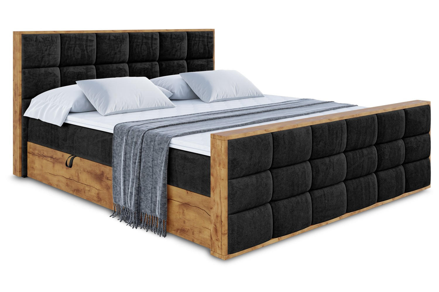 BOXBETT mit Matratze H4 und Lattenrost - LOLLI2-Z - 180x200 - Schwarz Casablanca - Schwarz, Holzwerkstoff (180/200cm) - ALTDECOR