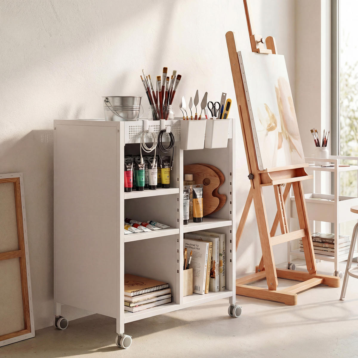 BÜCHERREGAL Stahl Weiß - Weiß, Metall (34/69.5/53cm) - HOMCOM