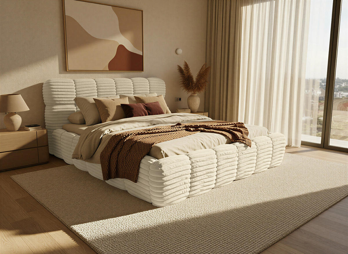 POLSTERBETT Wea 180x200 cm, Beige - Beige, Textil (180/200cm) - Fedve