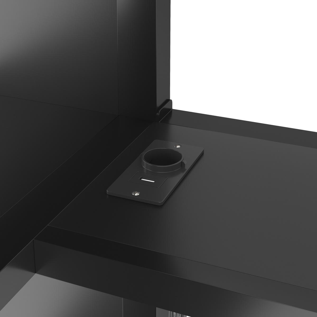 HOCHBETT 140/200 cm in Schwarz mit Schreibtisch, Treppe, Stauraum, LED und offenem Kleiderschrank aus Metall - Schwarz, Metall (140/200cm) - STILVORA