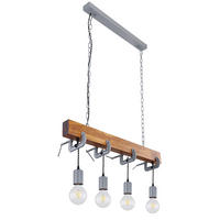 HÄNGELEUCHTE Holzoptik Braun Metall verzinkt - Braun, Holz (85/14/120cm) - Globo Lighting