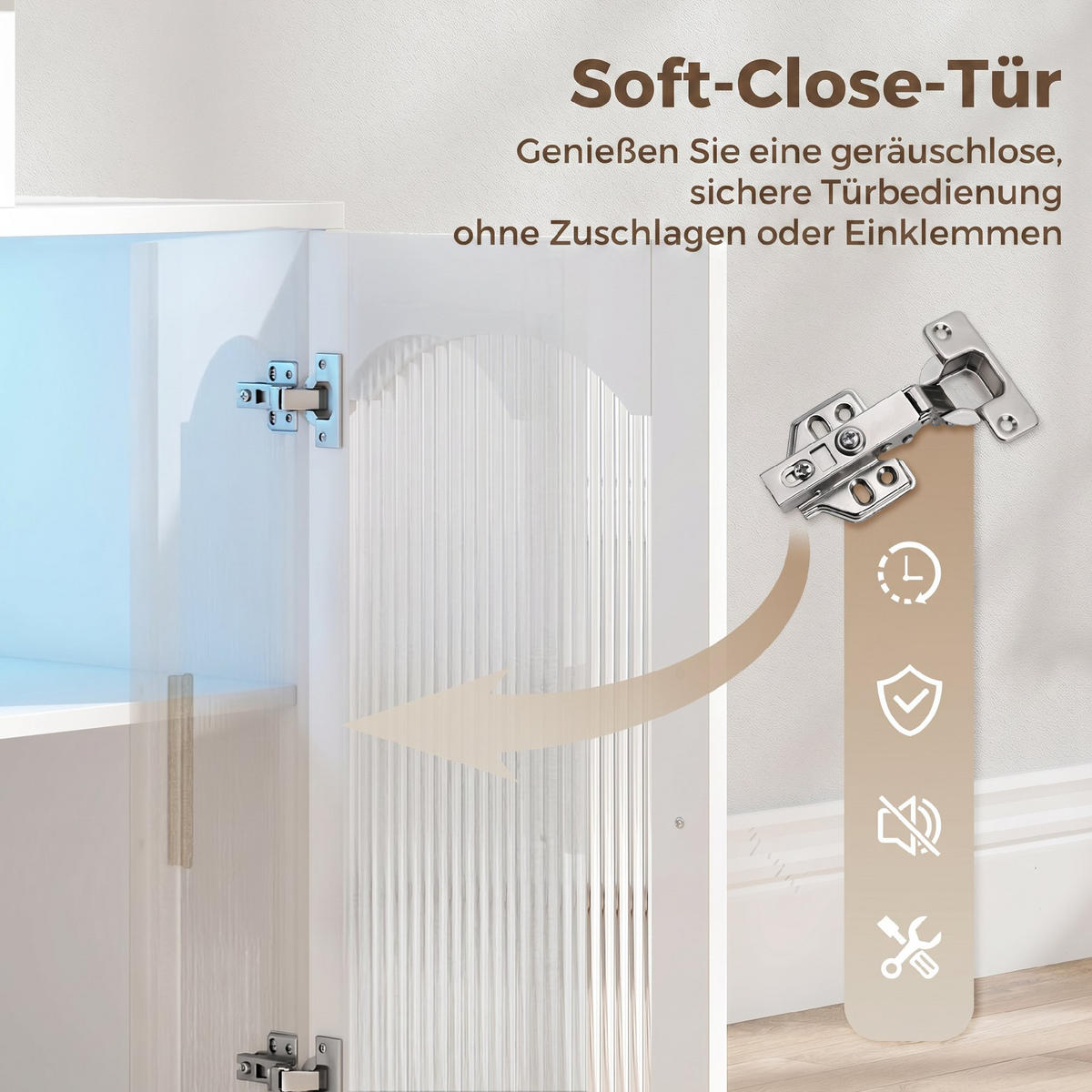 SIDEBOARD MDF Weiß - Weiß Hochglanz/Goldfarben, Holzwerkstoff/Metall (35/80/100cm) - HOMCOM